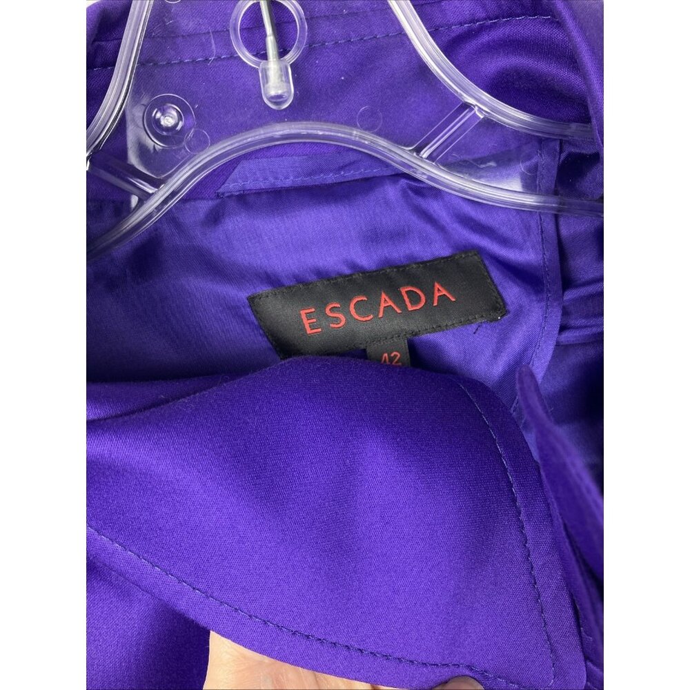 42 44 Escada Cotton Sateen Purple Moto Zip Biker Jacket - Picture 3 of 5